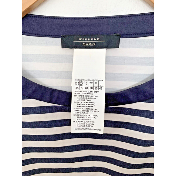 MaxMara Navy and Gray Striped Mini Dress - Picture 5 of 8